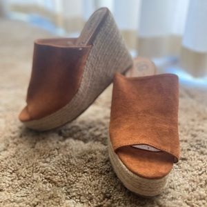 Wedge slip on heels